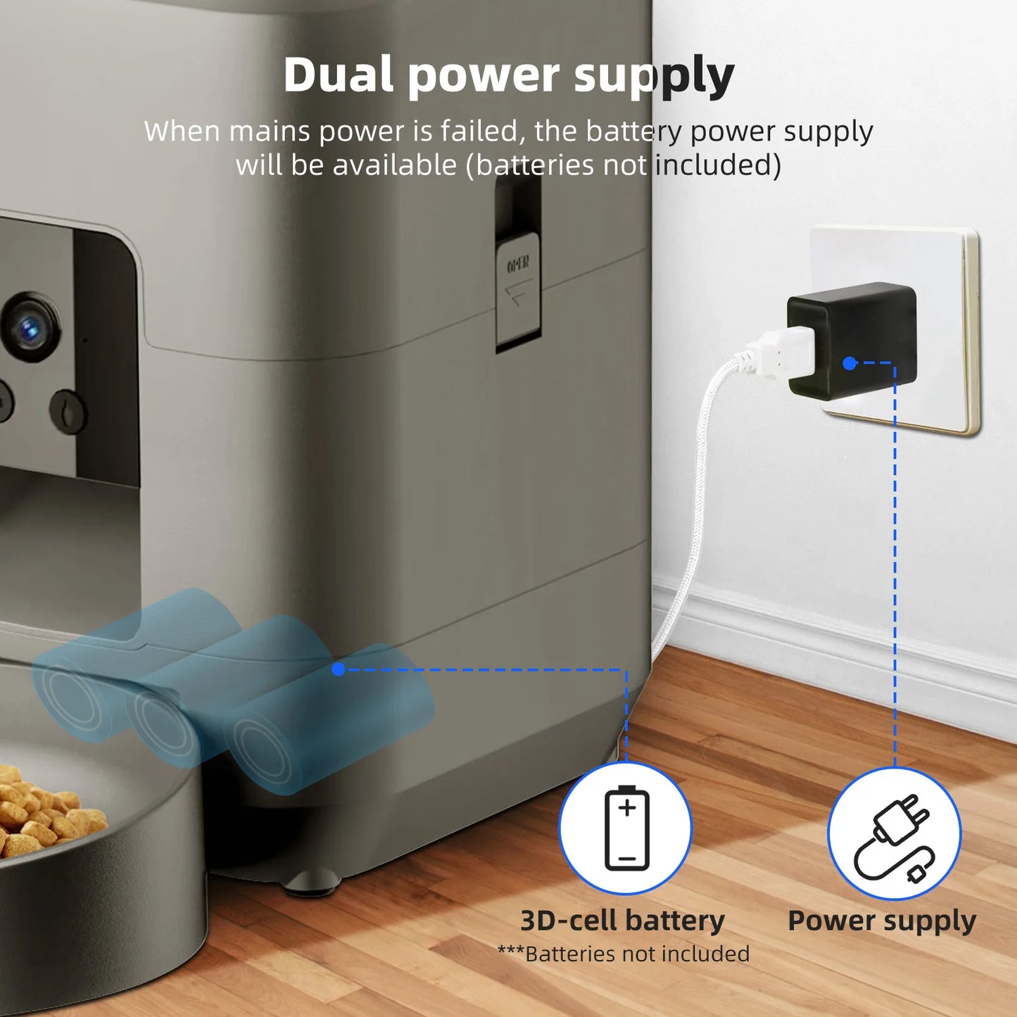 2L Automatic Pet Feeder Cat Smart Pet Feeder Wi-Fi Camera Controlled Dog Cat Food Dispenser Remote App