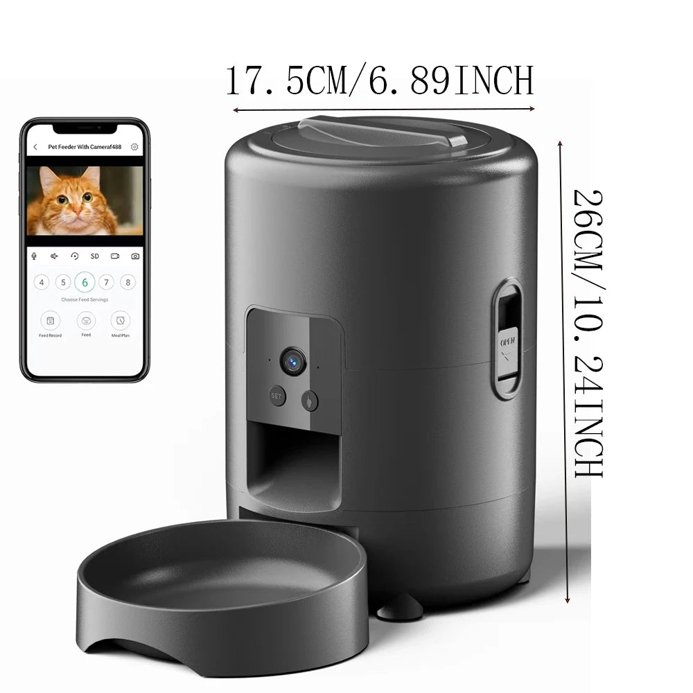 2L Automatic Pet Feeder Cat Smart Pet Feeder Wi-Fi Camera Controlled Dog Cat Food Dispenser Remote App