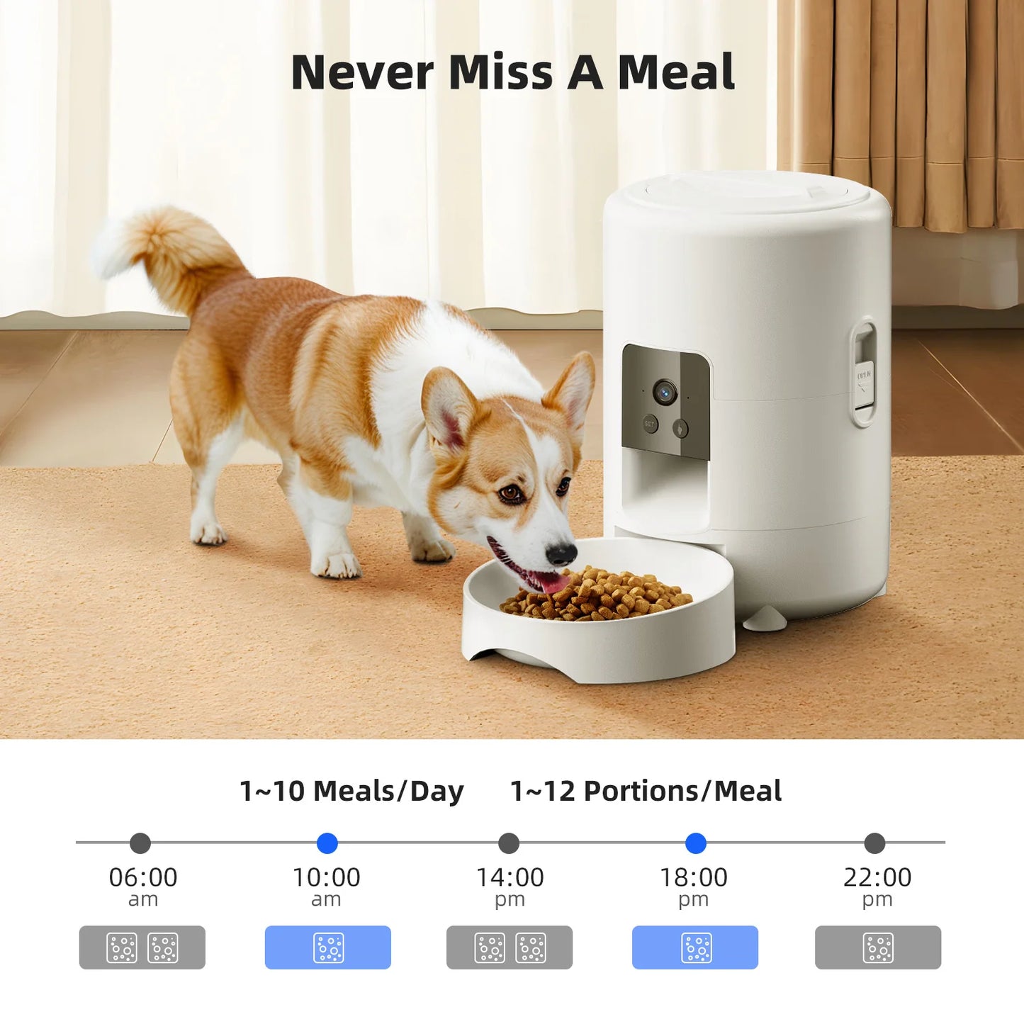 2L Automatic Pet Feeder Cat Smart Pet Feeder Wi-Fi Camera Controlled Dog Cat Food Dispenser Remote App
