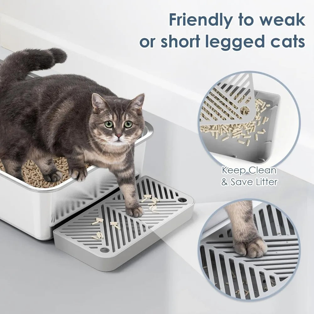 2 Pack 23.6" x 15.7" x 6" Deep & Extra Large Stainless Steel Cat Litter Boxes with High Sides