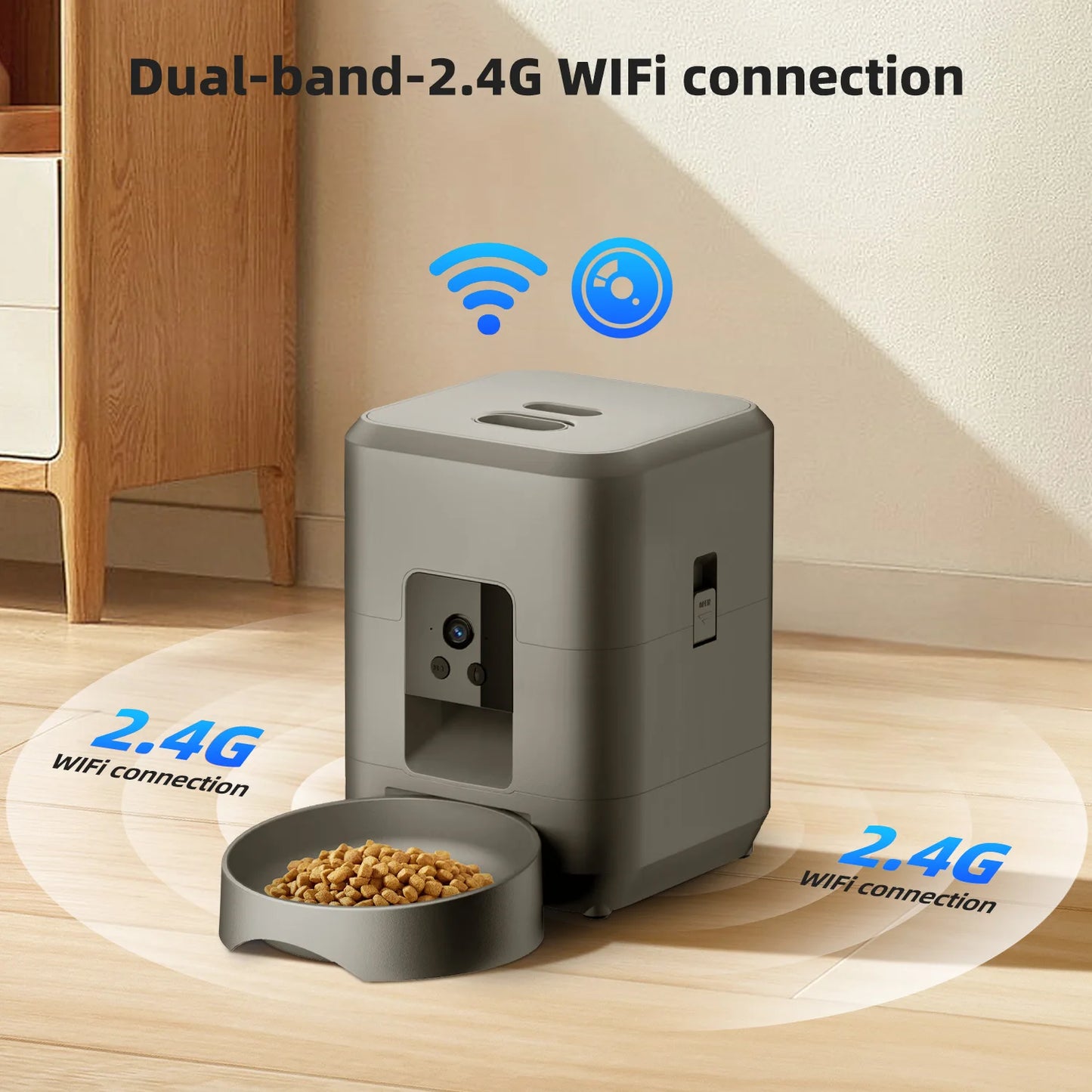 2L Automatic Pet Feeder Cat Smart Pet Feeder Wi-Fi Camera Controlled Dog Cat Food Dispenser Remote App