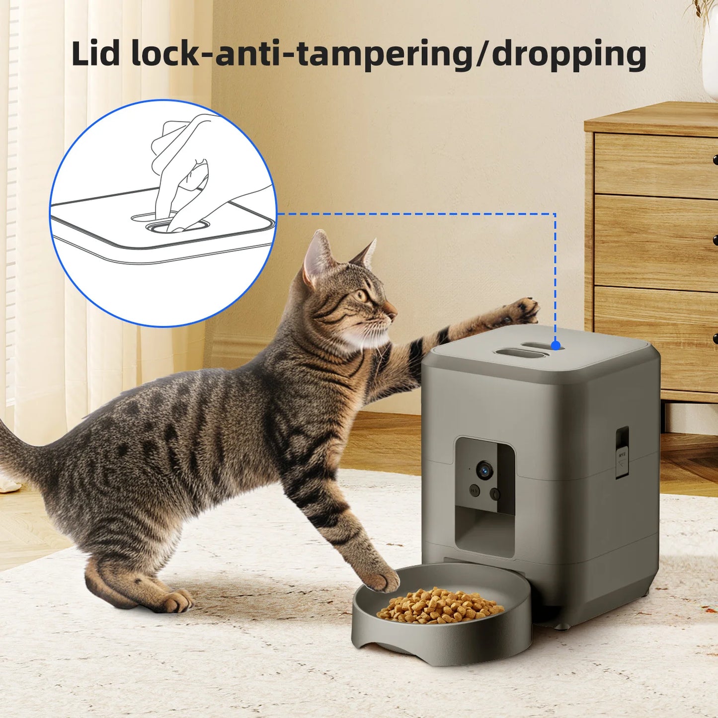 2L Automatic Pet Feeder Cat Smart Pet Feeder Wi-Fi Camera Controlled Dog Cat Food Dispenser Remote App