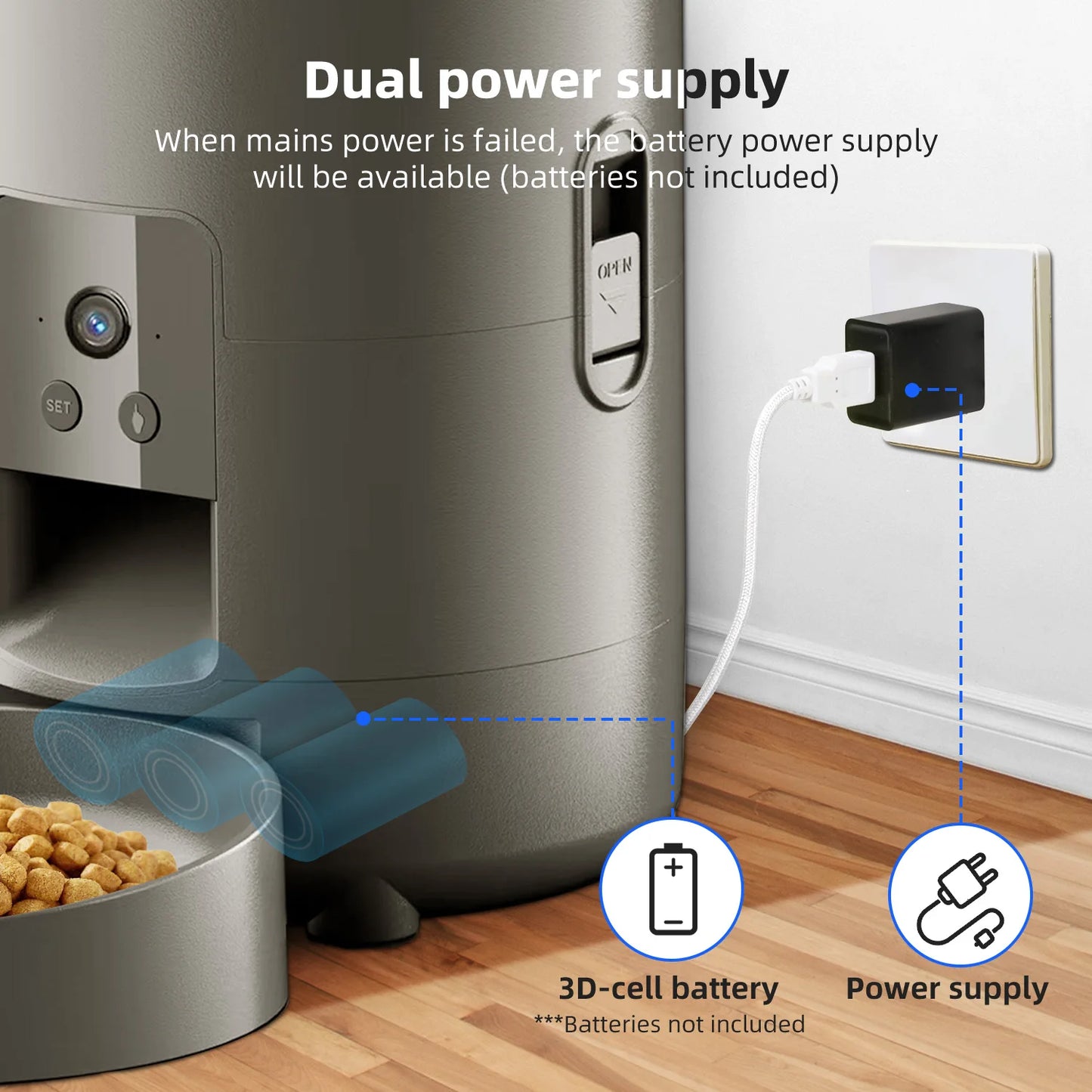 2L Automatic Pet Feeder Cat Smart Pet Feeder Wi-Fi Camera Controlled Dog Cat Food Dispenser Remote App