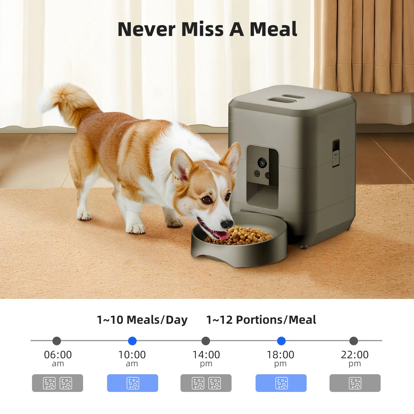 2L Automatic Pet Feeder Cat Smart Pet Feeder Wi-Fi Camera Controlled Dog Cat Food Dispenser Remote App