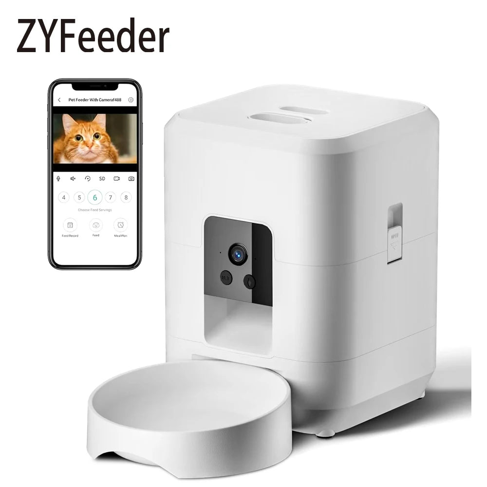 2L Automatic Pet Feeder Cat Smart Pet Feeder Wi-Fi Camera Controlled Dog Cat Food Dispenser Remote App