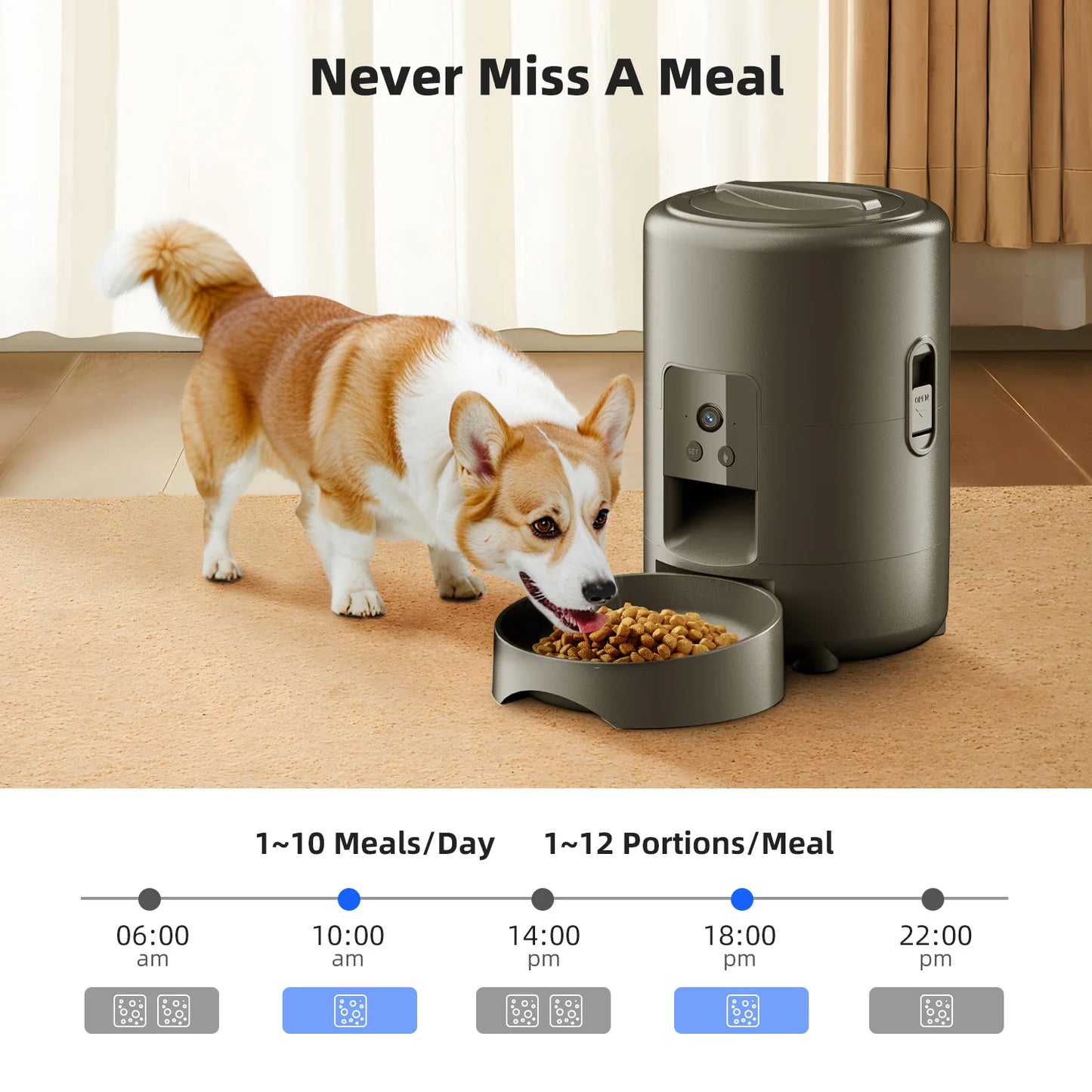2L Automatic Pet Feeder Cat Smart Pet Feeder Wi-Fi Camera Controlled Dog Cat Food Dispenser Remote App