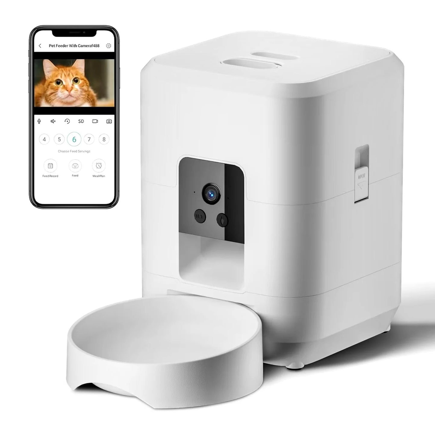 2L Automatic Pet Feeder Cat Smart Pet Feeder Wi-Fi Camera Controlled Dog Cat Food Dispenser Remote App