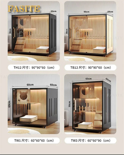 Waterproof Cat Cage Villa Household Indoor Cat House Litter Luxury Multi-layer Climbing Large Space Cat Villa Solid Wood Cabinet