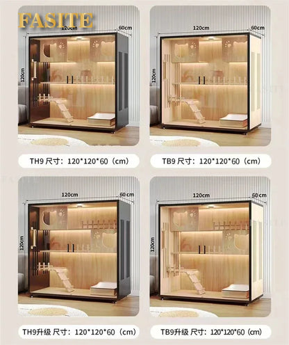 Waterproof Cat Cage Villa Household Indoor Cat House Litter Luxury Multi-layer Climbing Large Space Cat Villa Solid Wood Cabinet